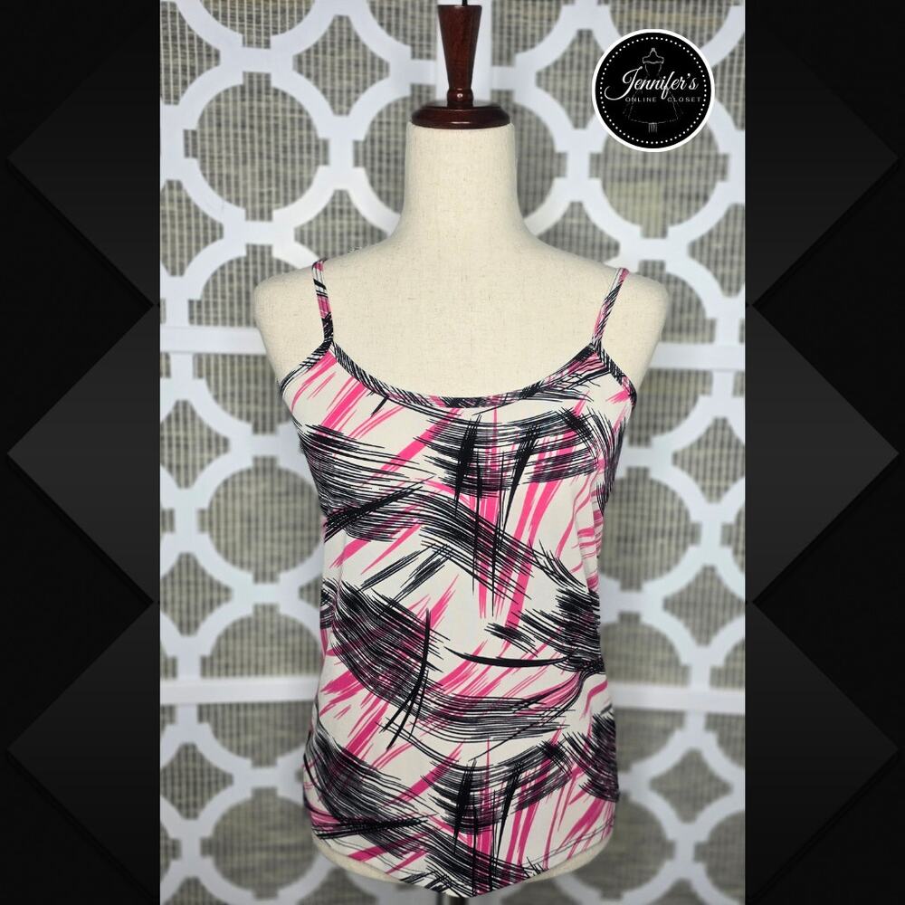 Clear Sky NWT White Pink Black Adjustable Tank Top Size Medium